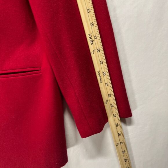 Sag Harbor Wool Blazer Bright Red Womens 12 Single Button Holidays Career Jacket - Picture 10 of 11